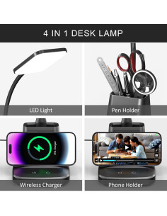 Lámpara de Escritorio LED Vicsoon con Cargador Inalámbrico 2