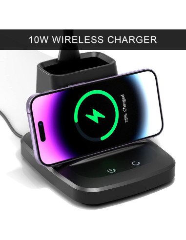 Lámpara de Escritorio LED Vicsoon con Cargador Inalámbrico