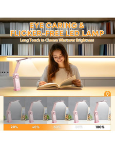 Lámpara de Escritorio LED Plegable VAVOFO Rosa 6000mAh 3 Modos 2