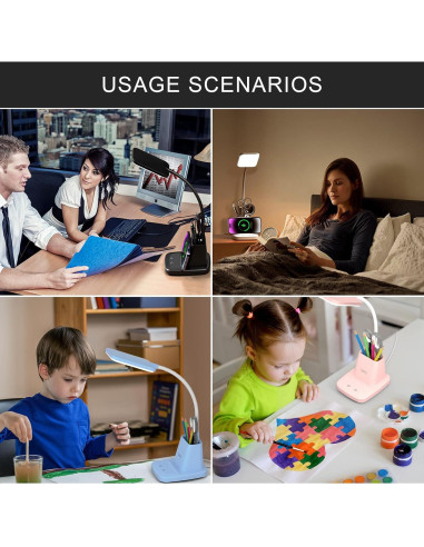 Lámpara de Escritorio LED Vicsoon con Cargador Inalámbrico
