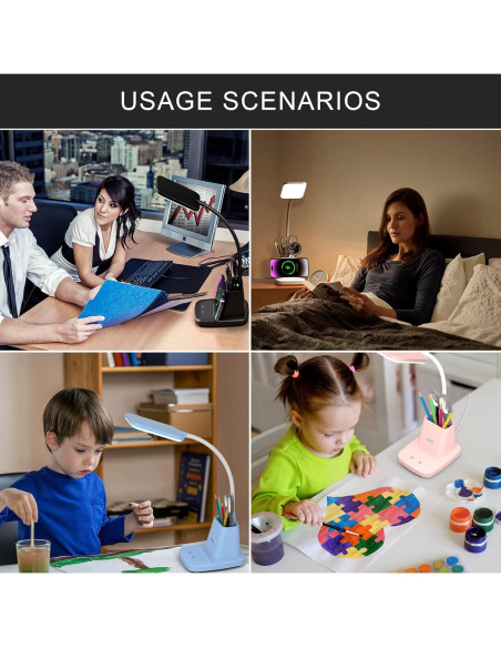 Lámpara de Escritorio LED Vicsoon con Cargador Inalámbrico