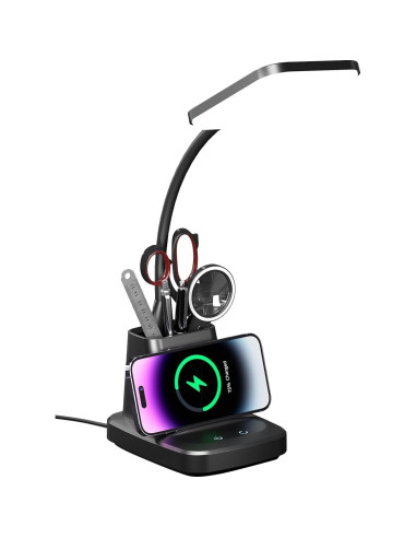 Lámpara de Escritorio LED Vicsoon con Cargador Inalámbrico
