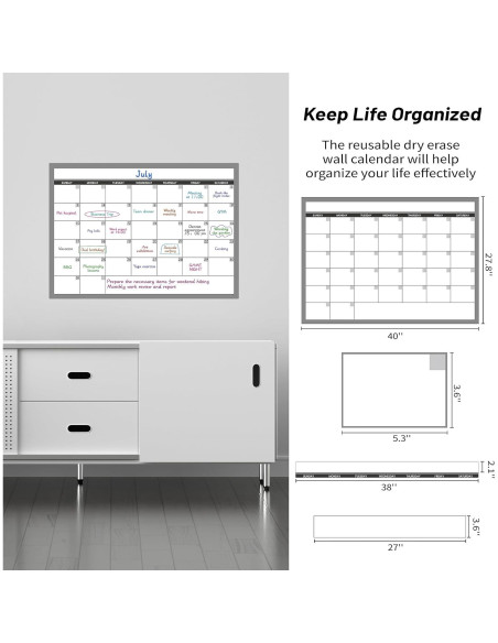 Calendario de Pared Borrable BooQool 101.6x71.1cm Sin Fecha