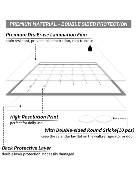 Calendario de Pared Borrable BooQool 101.6x71.1cm Sin Fecha