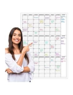 Calendario de Pizarra Blanca BooQool 3 Meses Reutilizable 70.6x104.1cm