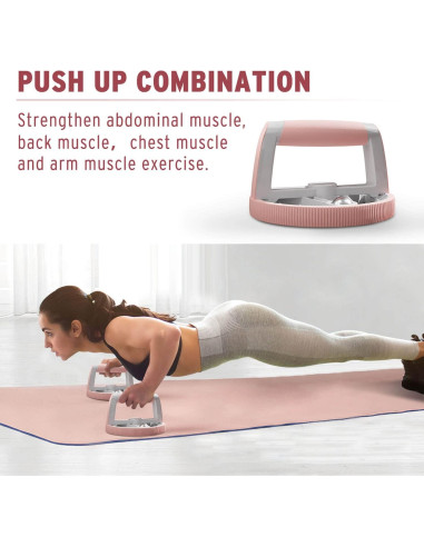 Rueda de Abdominales Holleyweb 14-en-1 Rosa - Kit de Ejercicio