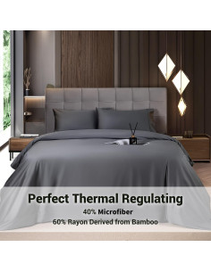 Juego de Sábanas Completo 4 Piezas Shilucheng Gris Oscuro 2