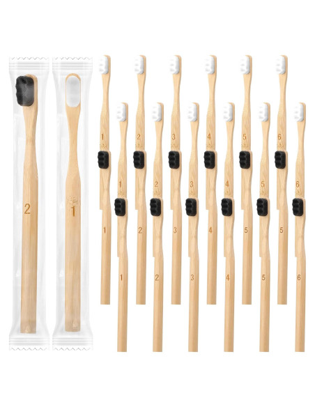 Cepillos de Dientes Sieral 24 Pcs Bambú Suave para Adultos y Niños