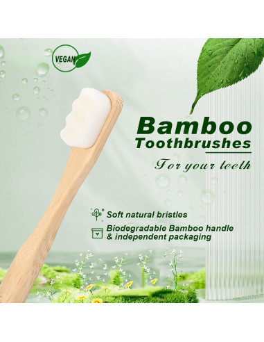 Cepillos de Dientes Sieral 24 Pcs Bambú Suave para Adultos y Niños