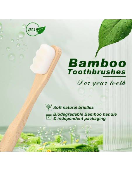 Cepillos de Dientes Sieral 24 Pcs Bambú Suave para Adultos y Niños