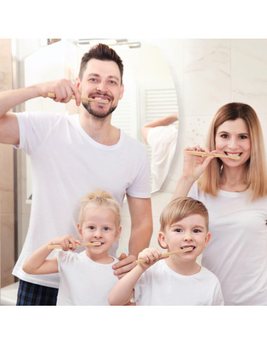 Cepillos de Dientes Sieral 24 Pcs Bambú Suave para Adultos y Niños