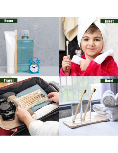 Cepillos de Dientes Sieral 24 Pcs Bambú Suave para Adultos y Niños