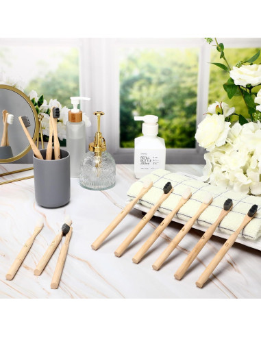 Cepillos de Dientes Sieral 24 Pcs Bambú Suave para Adultos y Niños