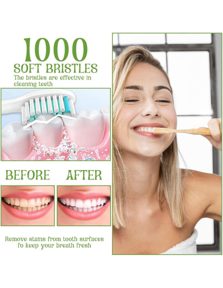 120 Cepillos de Dientes de Bambú HOFURME Ecológicos Suaves