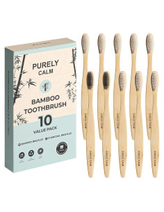 Juego de Cepillos de Dientes de Bambú Purely Calm - 10 Piezas