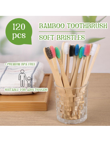120 Cepillos de Dientes de Bambú HOFURME Ecológicos Suaves