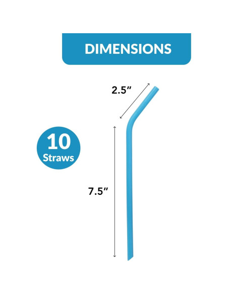 Popotes de Silicona Reutilizables Flathead - Juego de 10 Popotes de Silicona Reutilizables Flathead - Juego de 10