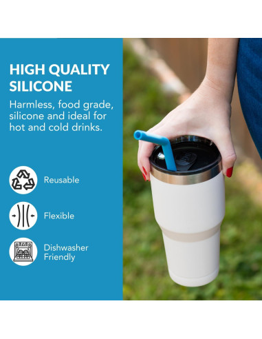 Popotes de Silicona Reutilizables Flathead - Juego de 10