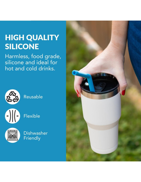 Popotes de Silicona Reutilizables Flathead - Juego de 10 Popotes de Silicona Reutilizables Flathead - Juego de 10