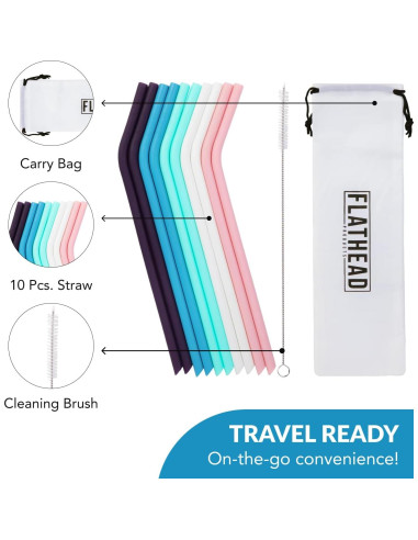 Popotes de Silicona Reutilizables Flathead - Juego de 10