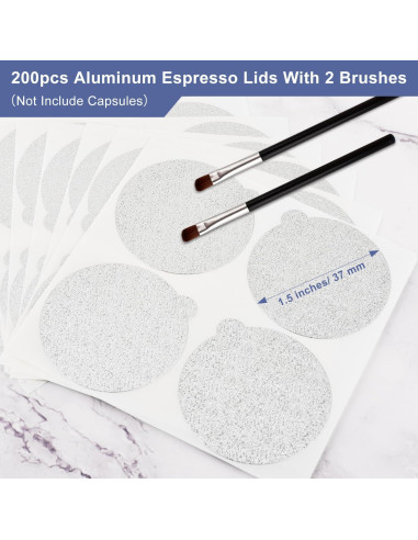 200 Tapas de Aluminio 37mm CUALFEC para Cápsulas Nespresso