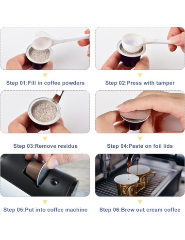 200 Tapas de Aluminio 37mm CUALFEC para Cápsulas Nespresso