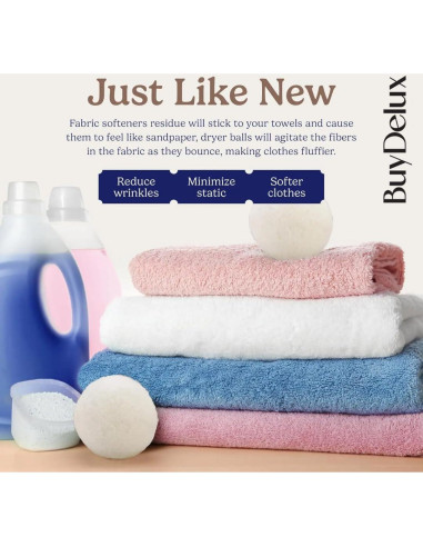 Bolas de Secado de Lana BuyDelux - 6 Paquete XL 7cm Ecológicas