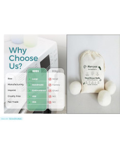 Bolas de Secadora de Lana Mercyas, Paquete de 6, Ecológicas 2