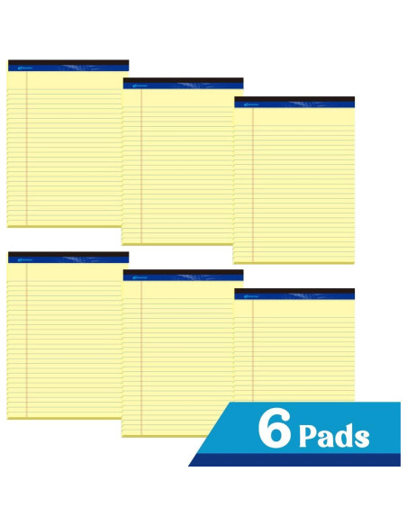 Bloc de Notas Legales WritePads Amarillo 21.6x27.9cm Paquete de 6