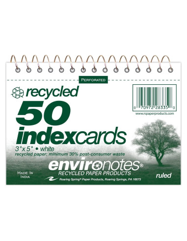Tarjetas de Índice Blancas Roaring Spring 3x5" 50 Unidades Rayadas