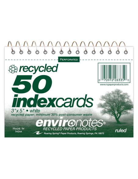 Tarjetas de Índice Blancas Roaring Spring 3x5" 50 Unidades Rayadas