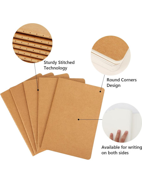 Cuadernos en Blanco EUSOAR A5 Kraft 12pcs 60 Páginas