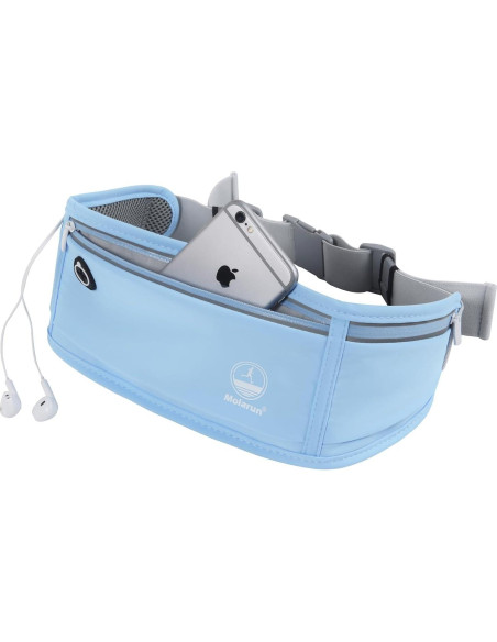 Cinturón de Correr Molarun Azul Resistente al Agua 3 Bolsillos