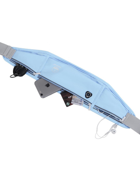 Cinturón de Correr Molarun Azul Resistente al Agua 3 Bolsillos