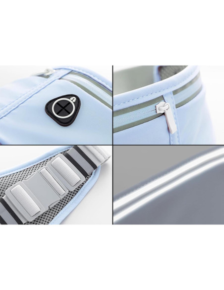 Cinturón de Correr Molarun Azul Resistente al Agua 3 Bolsillos