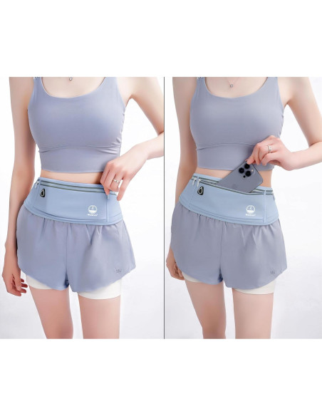 Cinturón de Correr Molarun Azul Resistente al Agua 3 Bolsillos