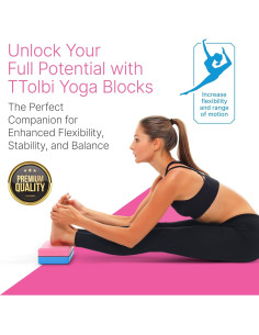 Juego de 2 Bloques de Yoga TTolbi con Banda de Estiramiento Rosa 2
