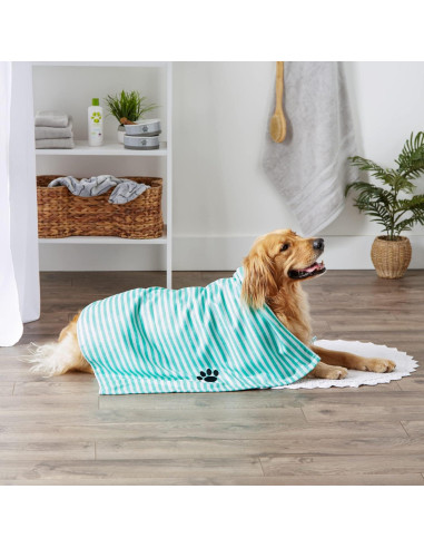 Toalla para Mascotas Bone Dry Microfibra 104x60 cm Aqua Rayas