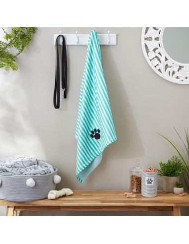Toalla para Mascotas Bone Dry Microfibra 104x60 cm Aqua Rayas