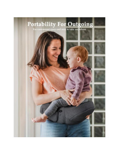 Portabebés Ergonomico Besrey Ajustable hasta 20kg Negro 2