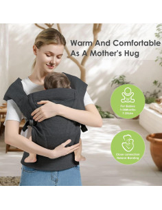 Portabebés ergonómico Misswisdom gris oscuro 3.2-13.6 kg 2