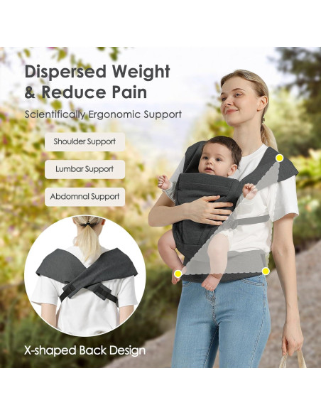 Portabebés ergonómico Misswisdom gris oscuro 3.2-13.6 kg