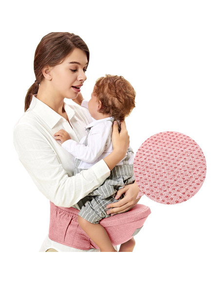 Portabebés ajustable 6 en 1 Rosa para 0-36 meses