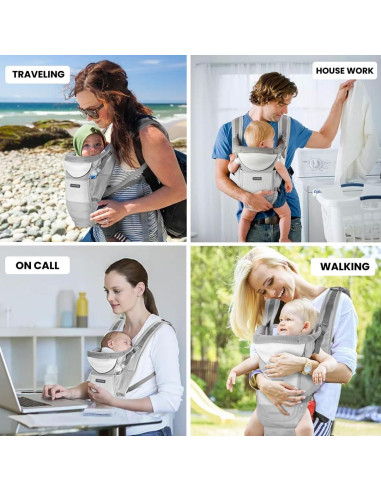 Transportador de Bebé Travel Buddy 4-en-1 Gris | Ergonómico y Ajustable