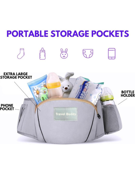 Transportador de Bebé Travel Buddy 4-en-1 Gris | Ergonómico y Ajustable