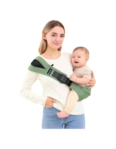 Portabebés Ergonómico Algodón Premium Verde - 6-48 Meses