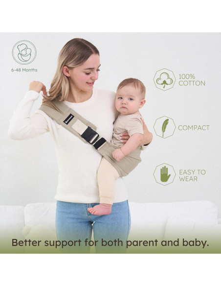 Portabebés Ergonómico Algodón Premium Verde - 6-48 Meses