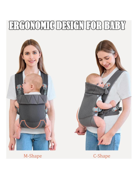 Portabebés Ergonómico IULONEE Gris Oscuro 3.2-20.4 kg