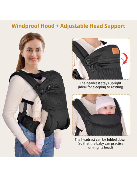 Portabebés ergonómico VRBabies negro para 3.6-18 kg