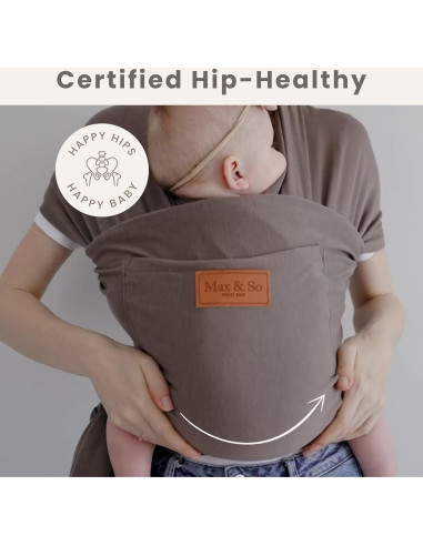 Fular Portabebés Algodón Premium Max&so Gris Tierra 3.6-15.9 kg